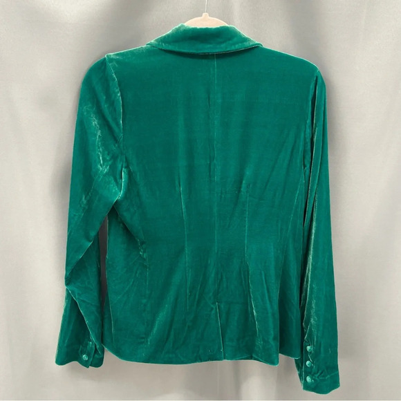 For Love & Lemons Viva Emerald Silk Blend Velvet Blazer Size Small - Picture 6 of 14